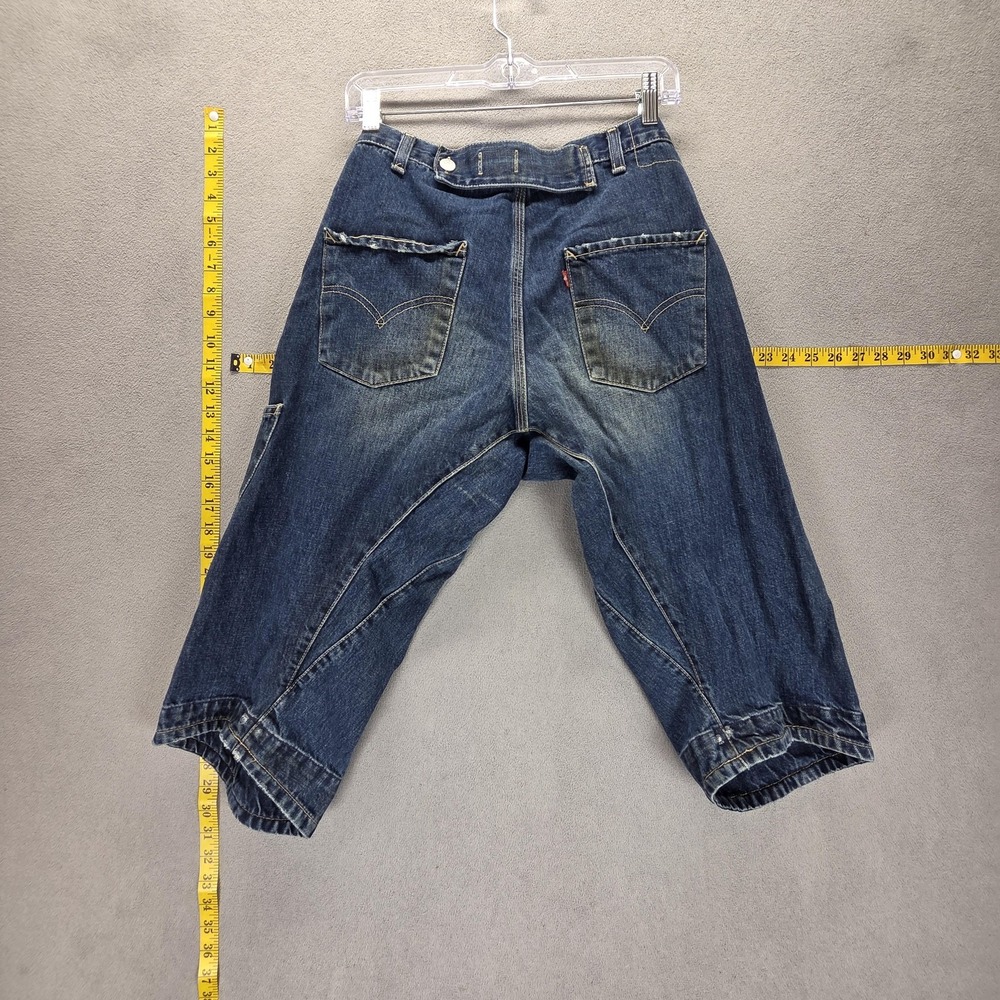 Vintage Levis Engineered Shorts Mens 28 Blue Twisted Cinch Back Button Fly